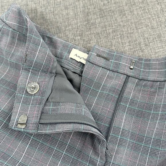 Amanda Smith Plaid Straight Pants Cuffed Size 4 Gray Black Teal Work Business - Picture 2 of 16